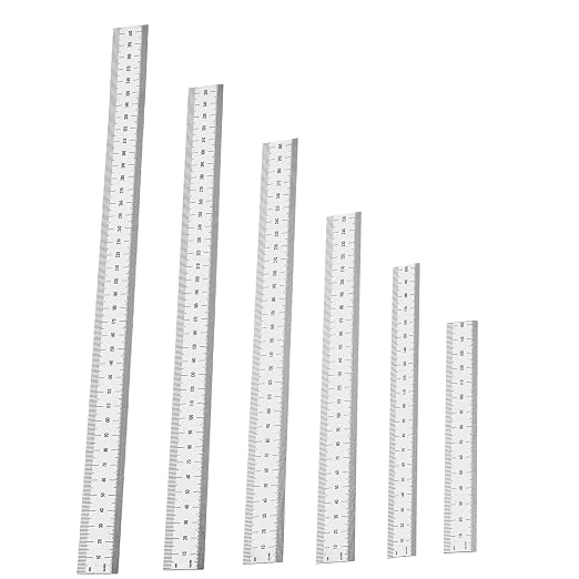 6-Pcs Stainless Steel Ruler Set – 6", mm & 0.5mm Markings – by ALLWIN