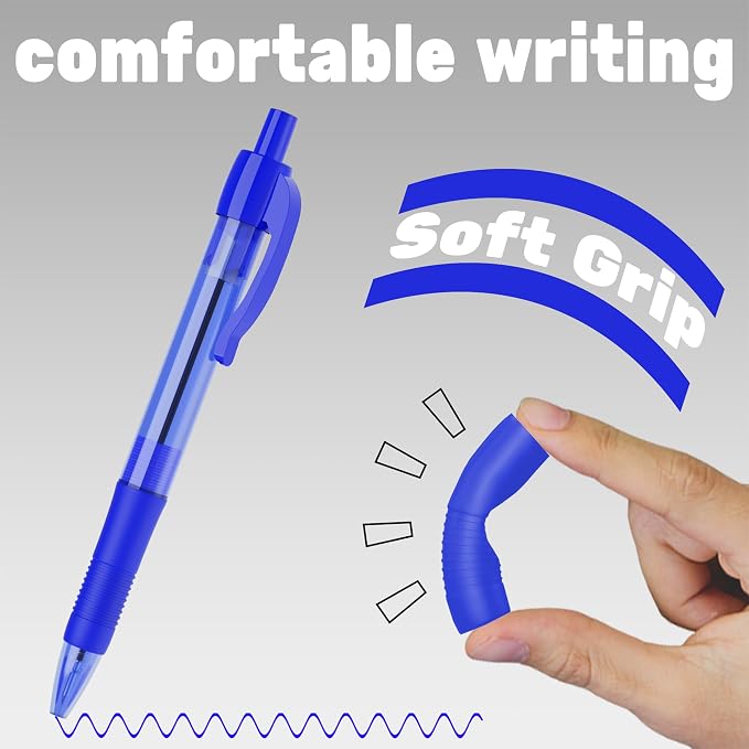 deegtran Pens Bulk, 30 Pack No Bleed Blue Ink Click Pens - Image 4