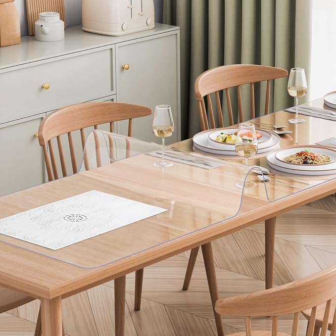 VEVOR Plastic Table Cover, 42 x 96 Inch 1.5 mm Thick Clear Rectangle PVC Desk - Image 9