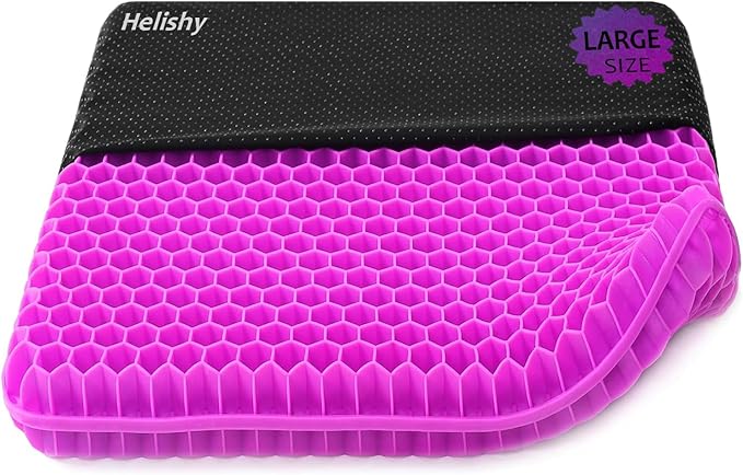 Extra Large Gel Seat Cushion, 17x17inch Double Thick Egg Gel Cushion for Pressure Pain Relief, Breathable Wheelchair Cushion Chair Pads for Car Seat Office Chair (Violet)-DeskLoop Office