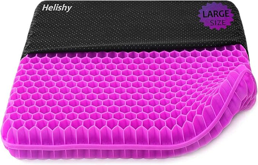 Extra Large Gel Seat Cushion, 17x17inch Double Thick Egg Gel Cushion for Pressure Pain Relief, Breathable Wheelchair Cushion Chair Pads for Car Seat Office Chair (Violet)-DeskLoop Office