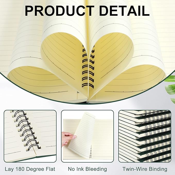 Yahenda 18 Pcs Spiral Notebook Bulk A5 Journal Lined 8.3'' x 5.5'' Writing Composition Paper Small Notepad Subject Notebook for Students Office Business Back to School Supplies (Deep Green)-DeskLoop Office