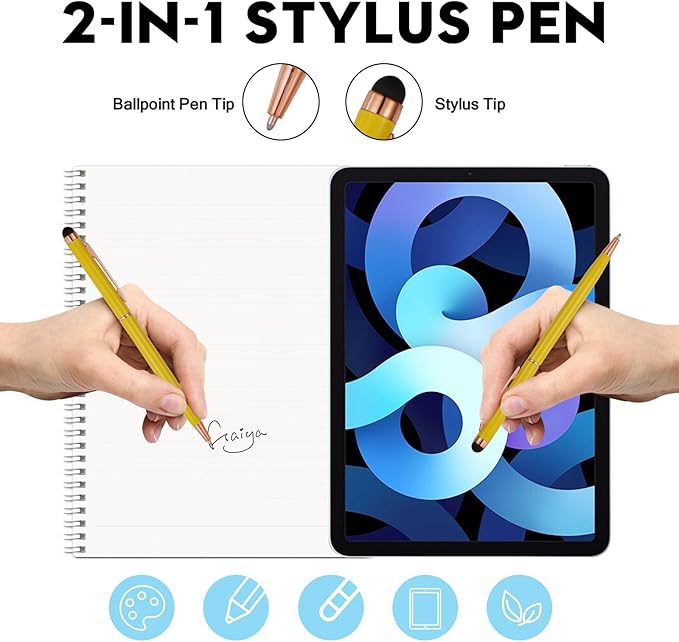 15 Pack Stylus Pens for Touch Screens Stylus Pen Compatible with Phone Tablets Kindle and Black Ink Ballpoint Pens-2 in 1 Stylists Pens (8005 Rose Gold B)-DeskLoop Office