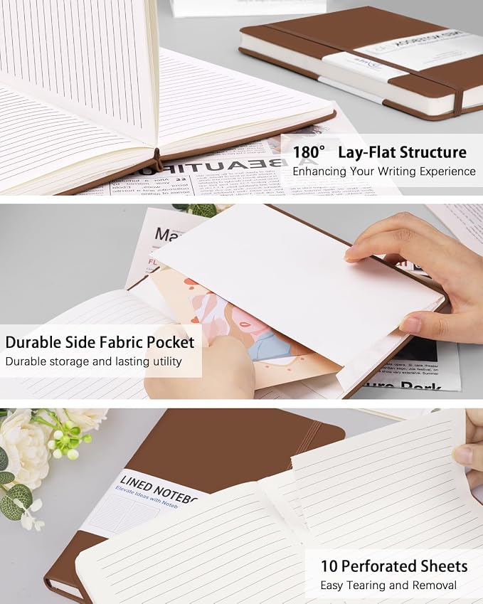 Dynta Hardcover Journal Notebooks, 10 Packs A5 Lined Journals Bulk - Image 3