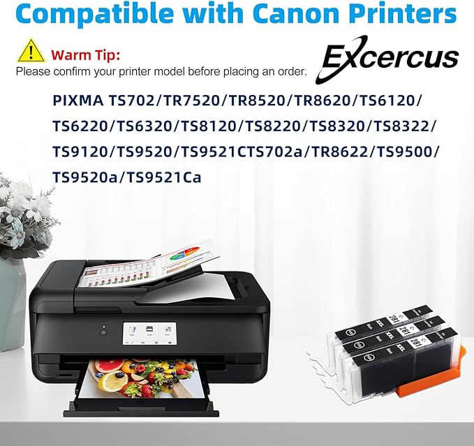 Compatible Ink Cartridge Replacement for Canon 280 281 CLI 281 CLI-281 XXL (3 Black) for Pixma TS702 TS6120 TS6220 TS6320 TR7520 TR8520 TS9520 TS9521C TS8220 TS8322-DeskLoop Office
