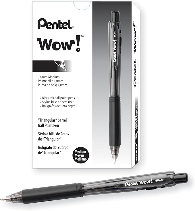 Pentel Wow! Retractable Ballpoint Pen, Medium Line, Box of 12 by PentelofAmerica