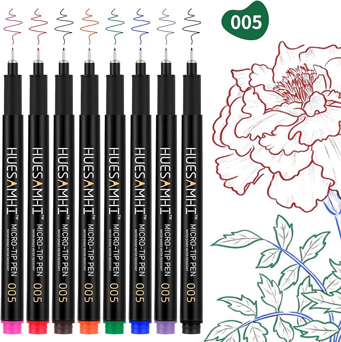 huesamhi 005 Micro Pen, 8 Colors Waterproof Ink, FineLiner Pens - Image 6