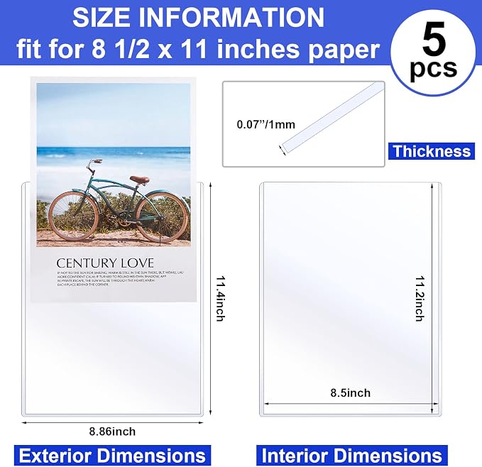 Teling 5 Pcs 8.5 x 11 Inch Rigid Sheet Protectors, Hard Document Holder - Image 2