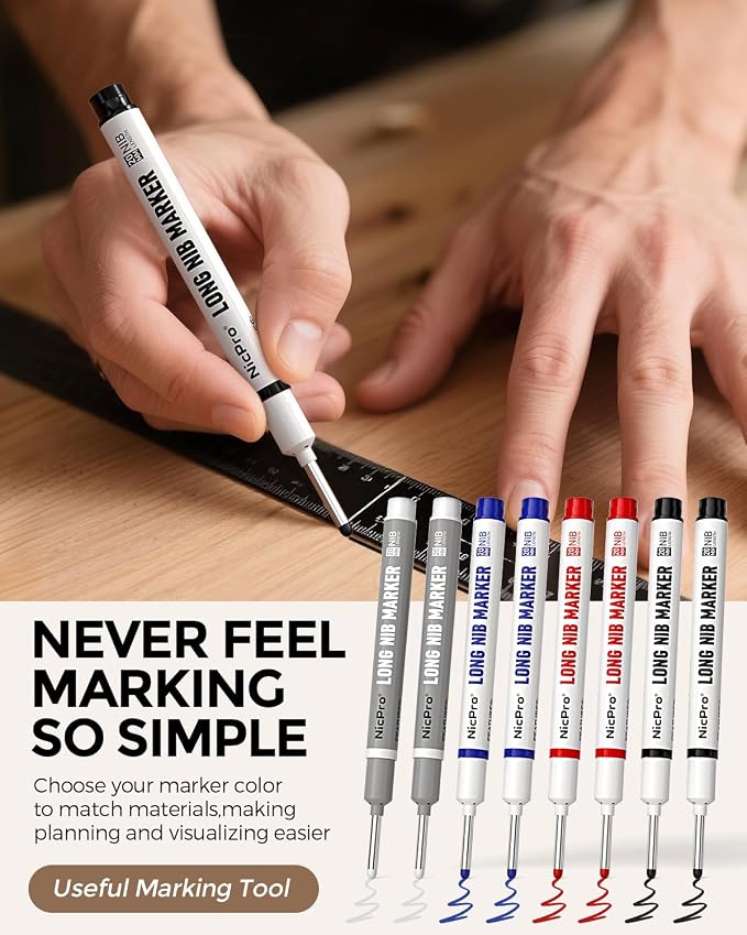 Nicpro 8 PCS Long Nib Marker Pens, 20mm Deep Hole Marker, Quick Dry & - Image 3