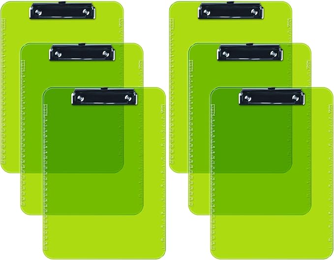 Pack of 6 Plastic Clipboards by DAVISGROUP
