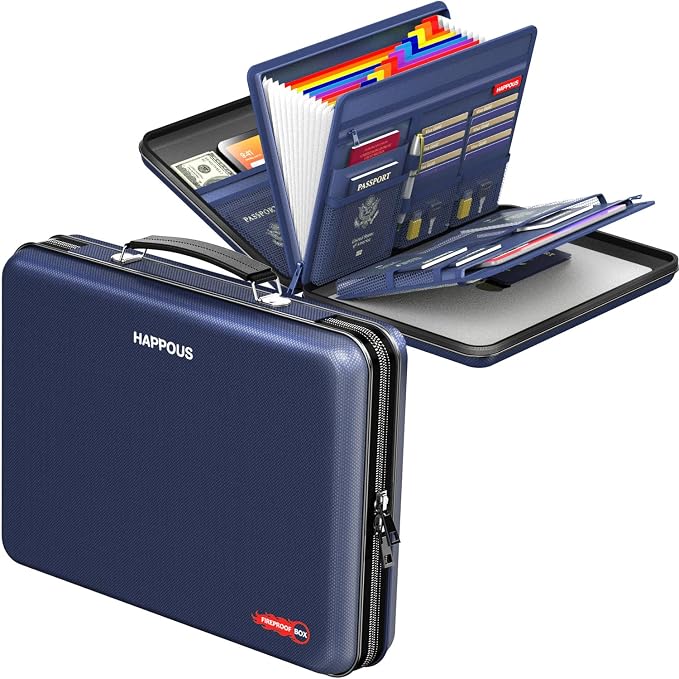 Fireproof Document Organizer, Fireproof Document Box | Portable Hard-Shell by HAPPOUS