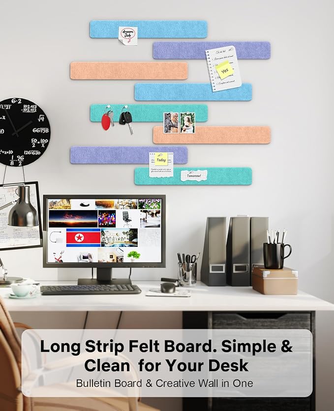Small Cork Bulletin Board Tiles, Felt Wall Decor and Office Desk Accessories - Image 6