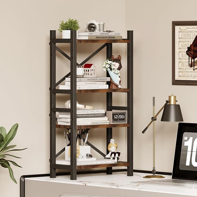 2-Pack Desktop Bookshelf, 4-Tier Stackable Narrow Bookcase, Adjustable - Image 2
