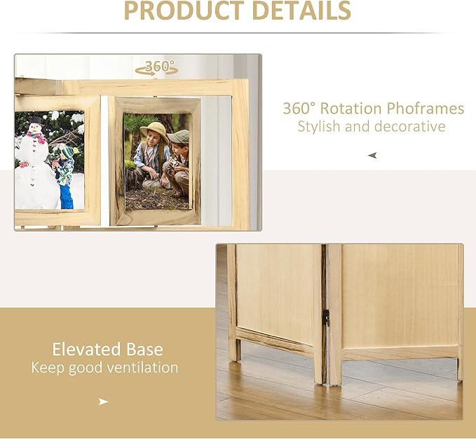 NicBex Room Divider 4 Panel Room Dividers with Photo Frames and Cardstocks Partition Room Dividers and Folding Privacy Screens 5.6 FT Wall Divider for Room Separation,63" W x 0.75" D x 67" H, Natural-DeskLoop Office
