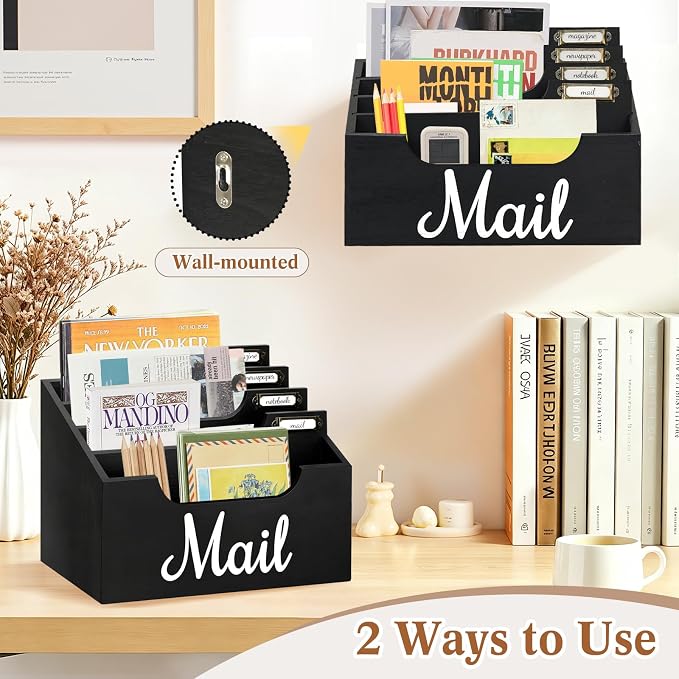 Rustic Wood Mail Organizer Countertop - Image 4