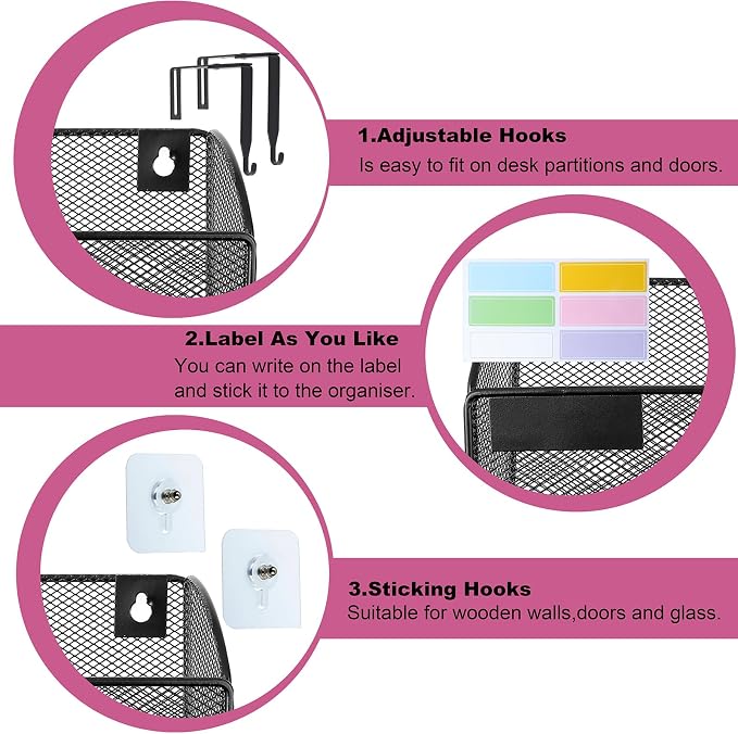 1 Pocket Mesh Wall File Holder Organizer Office Hanging File Folder Magazine - Image 5