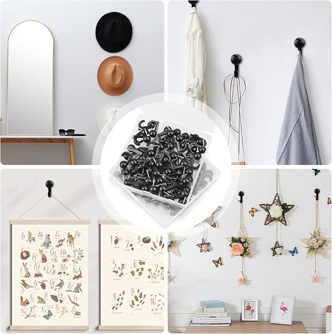 100 Pcs Plastic Push Pin Hooks Heads Pin Tacks Hanging Nails Wall Thumb Tacks - Image 5