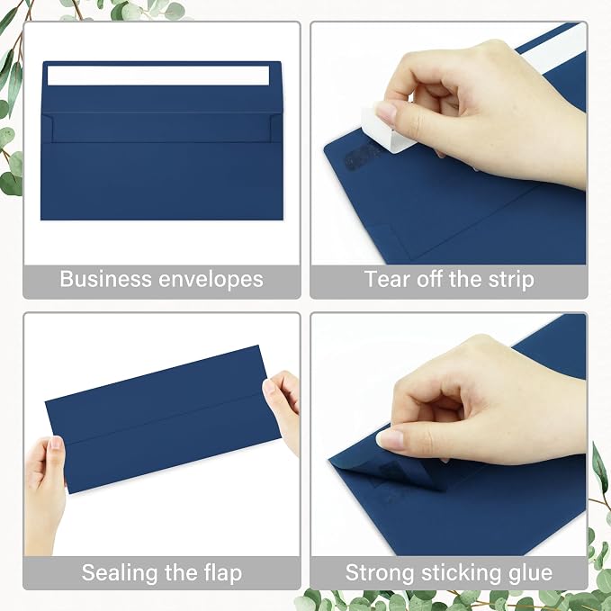 50 Pack #10 Business Envelopes, Self Seal Standard Navy Blue Envelopes - Image 4