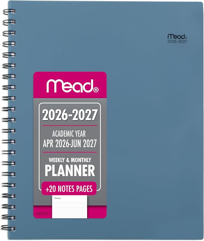 Mead Planner 2026-2027 Weekly & Monthly Academic 15-Month April-June, 8.5" x 11" by Mead
