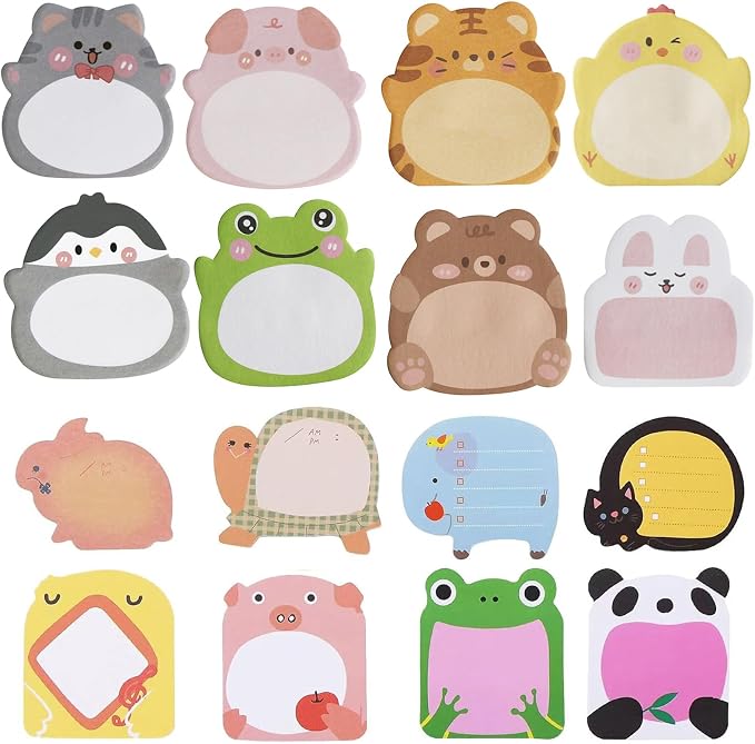 32 Pads Cute Sticky Notes, Animal Sticky Notes Self Adhesive Cartoon Notes Memo by MAKIOTEKO