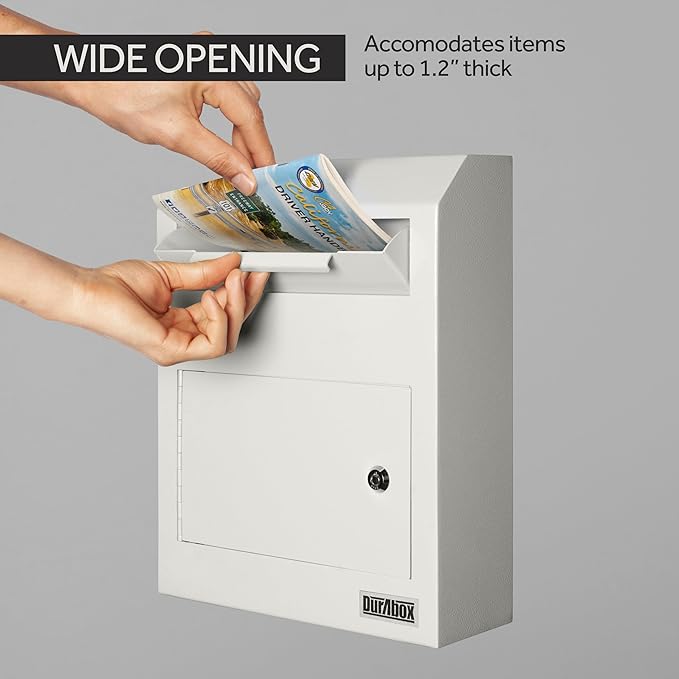 Drop Box Deposit Safe 12 x 4 x 15” Heavy Duty Steel Wall Mount Mailbox for Mail, Letters, Checks, Keys, Cash and more for Home, Office & Commercial Use (W500) (Gray)-DeskLoop Office