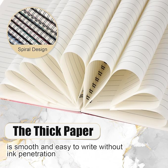 Fuutreo 12 Pcs Spiral Notebook for Work A5 8.3 x 5.7 Inch College Ruled Spiral Journal Notebook Kraft Cover Ruled Paper, 12 Color, 60 Sheets, 120 Pages for Office School(Marble Pattern)-DeskLoop Office