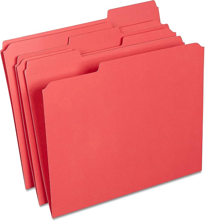 Staples Reinforced File Folders, Letter Size, 1/3‑Cut Tabs, Heavy‑Duty Paper by Staples
