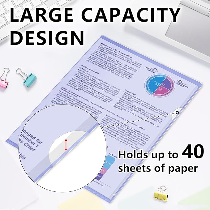 HOUYEE 12 Pack Clear Document Folders, L-Type Plastic File Folder Sleeves - Image 5