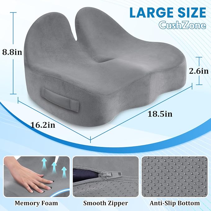 CushZone Seat Cushion, Memory Foam Office Chair Seat Cushion - Image 2