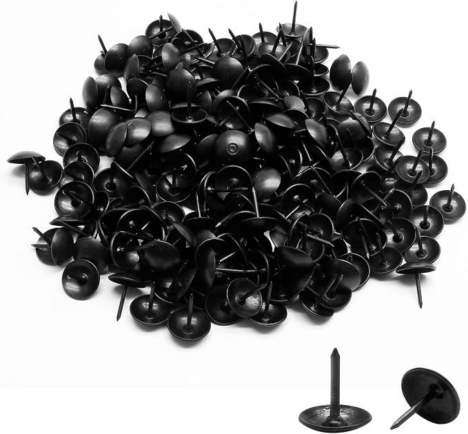 Bivethoi 220 Pcs Black Upholstery Tacks, 3/7 Inch Metal Round Head Thumb Tacks by Bivethoi