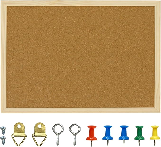 OWLKELA 17.7 X 13.3 Inch Cork Board Bulletin Board, Wall-Mounted Presentation by OWLKELA