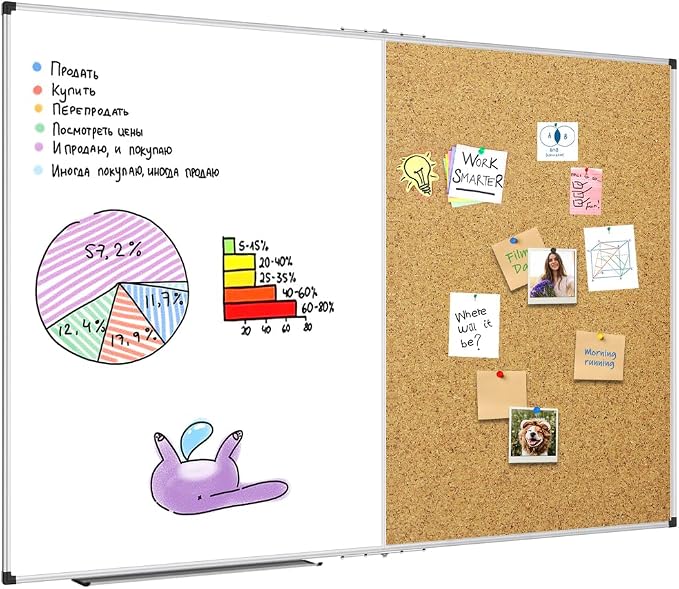 XBoard Extra Large Magnetic White Board and Bulletin Corkboard Combination by XBoard