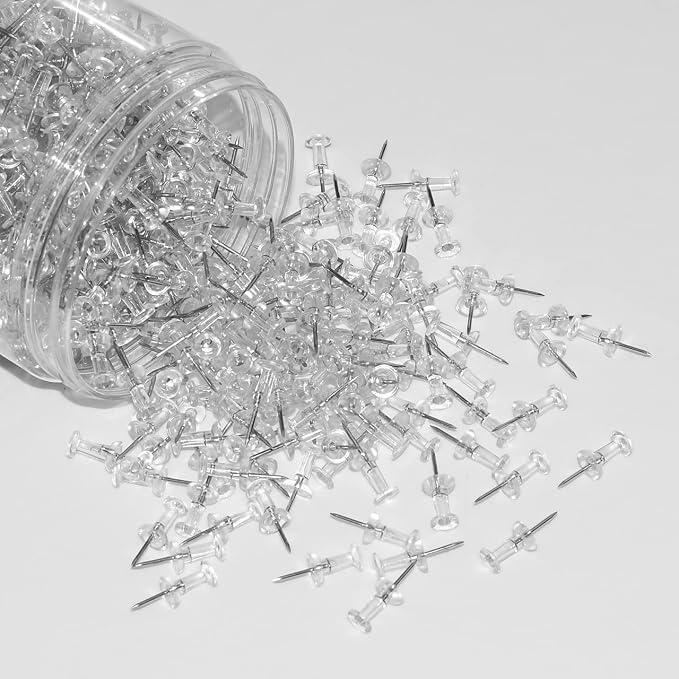 JIKIOU Push Pins Tacks 800 Count in Reusable Box, Standard Clear Thumb Tacks - Image 6