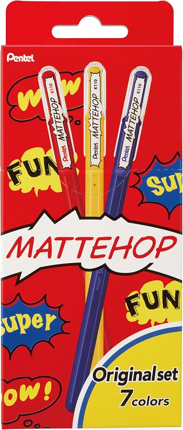 Pentel Mattehop 1.0mm Gel Roller 7pc Wallet - Image 2