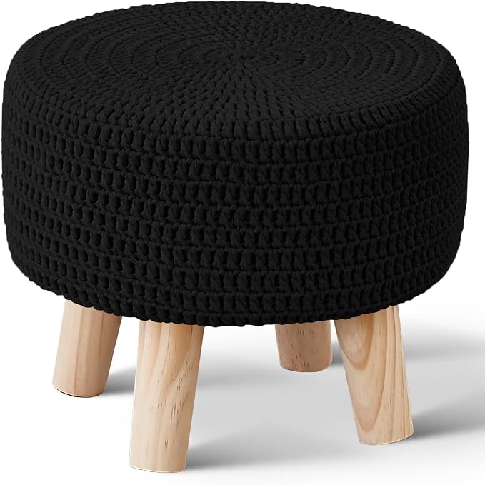 Wimarsbon Small Ottomans, 100% Hand Knitted Pouf Ottoman, Round Footrest by Wimarsbon