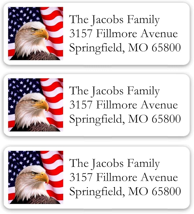 Return Address Labels American USA Flag & Eagle by Custom