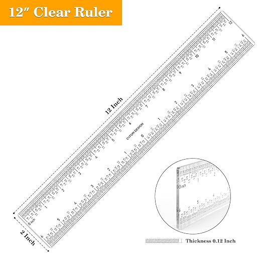 2 PCS 6"/12" Clear Acrylic Ruler Zero-Centering Ruler - Image 4