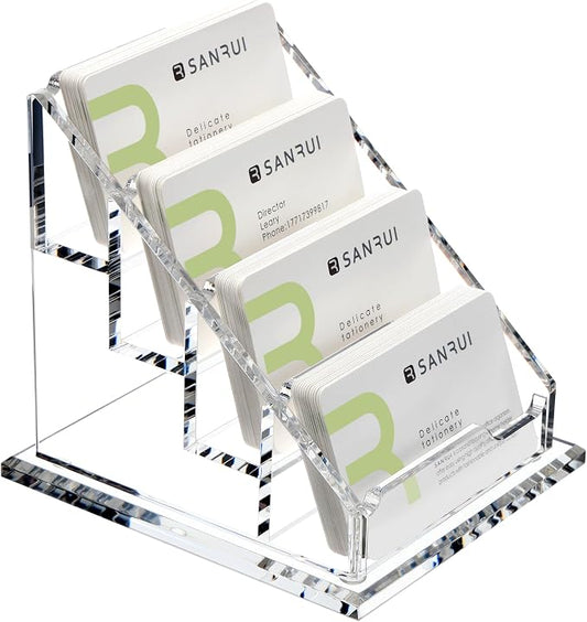 YUXUN Business Card Holder for Desk Clear Acrylic Business Cards Display Stand by Unknown