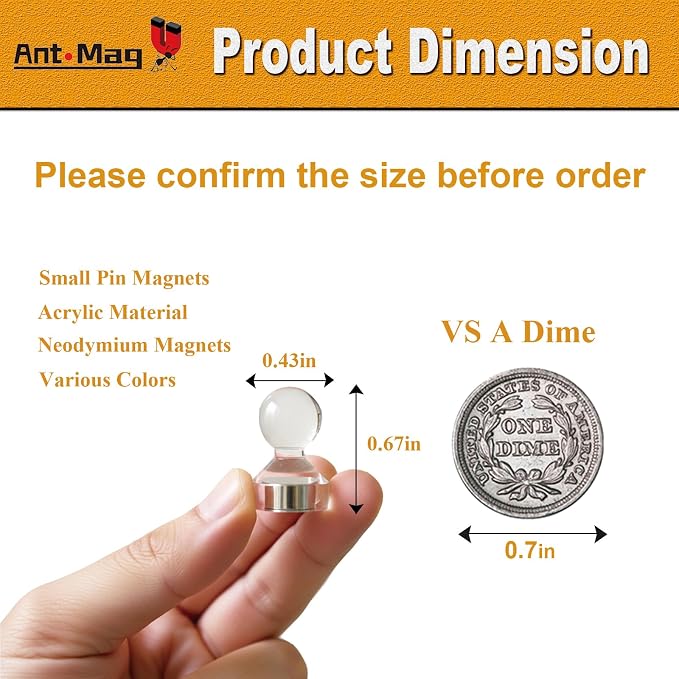 Ant Mag Magnetic Push Pins, 72 Pack Strong Whiteboard Magnets - Image 2