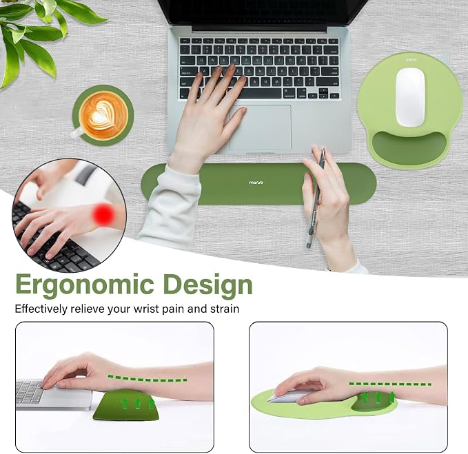 MOSISO Wrist Rest Support for Mouse Pad&Keyboard Set, Circle Curved Ergonomic - Image 3