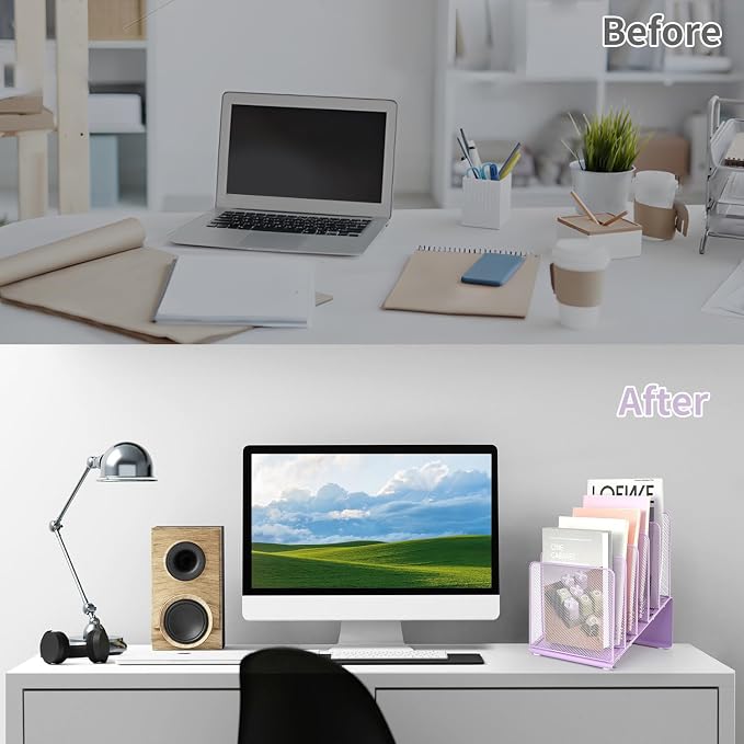 LEKETREE Purple File Organizer for Desk, Desk Organizer - Image 3