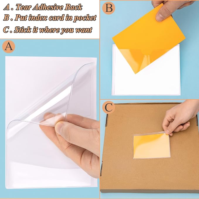 Antner 36 Pack 3.5" x 4.7" Self-Adhesive Label Holders Index Card Pockets - Image 3