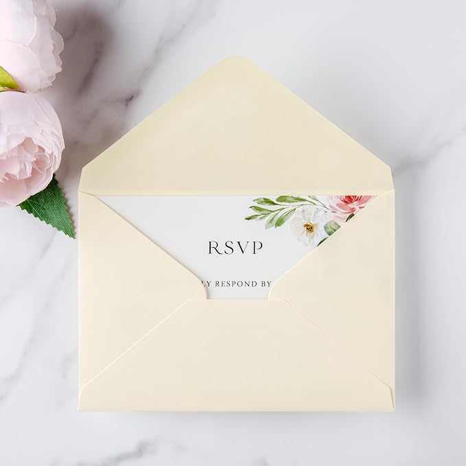 PONATIA 50 Pack A1 Envelopes, 3.62 x 5.12'' Cream Envelopes Perfect - Image 5