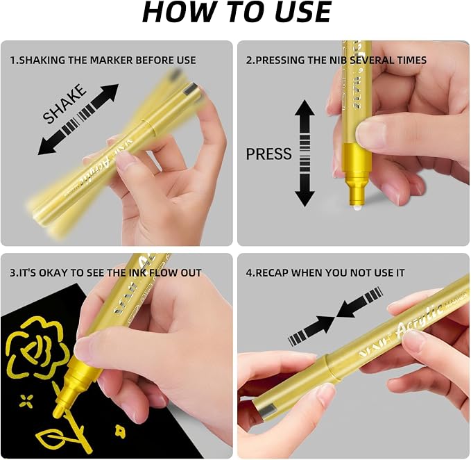 SFAIH Gold & Silver Acrylic Paint Markers - Image 6