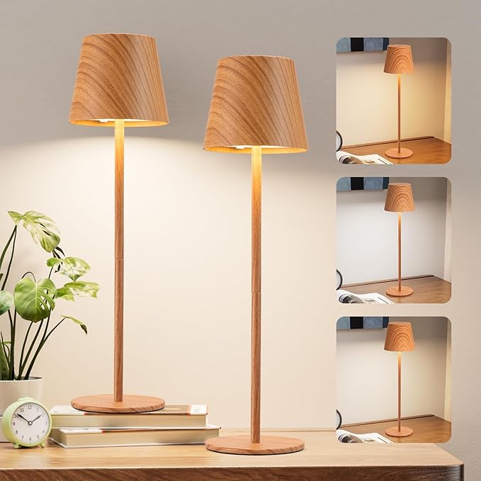Kakanuo Wood Grain Cordless Table Lamp Rechargeable - Image 6