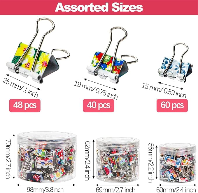 Fasmov 148 Pcs Cute Binder Clips - Image 2