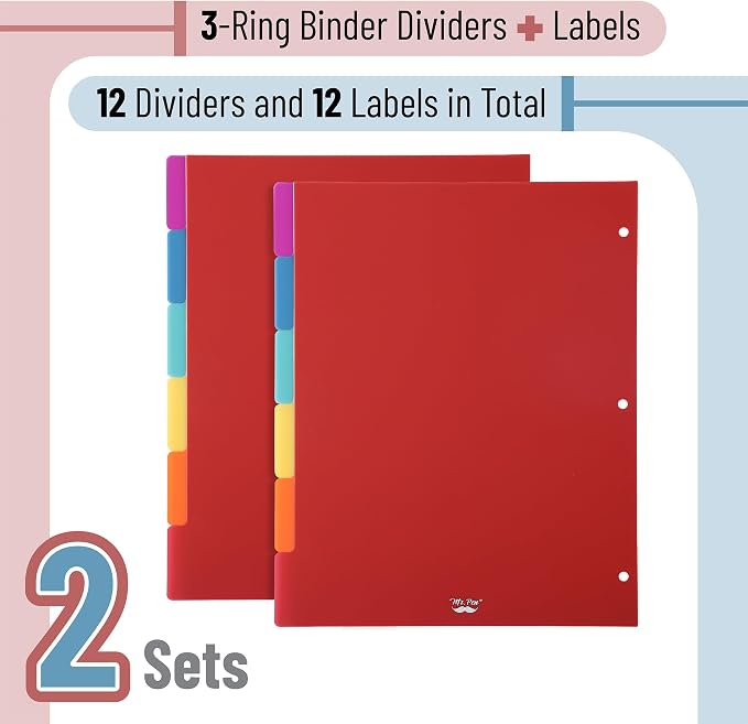 Mr. Pen- Dividers for 3 Ring Binder, 2 Sets, 6 Pack/Set, Binder Dividers - Image 2