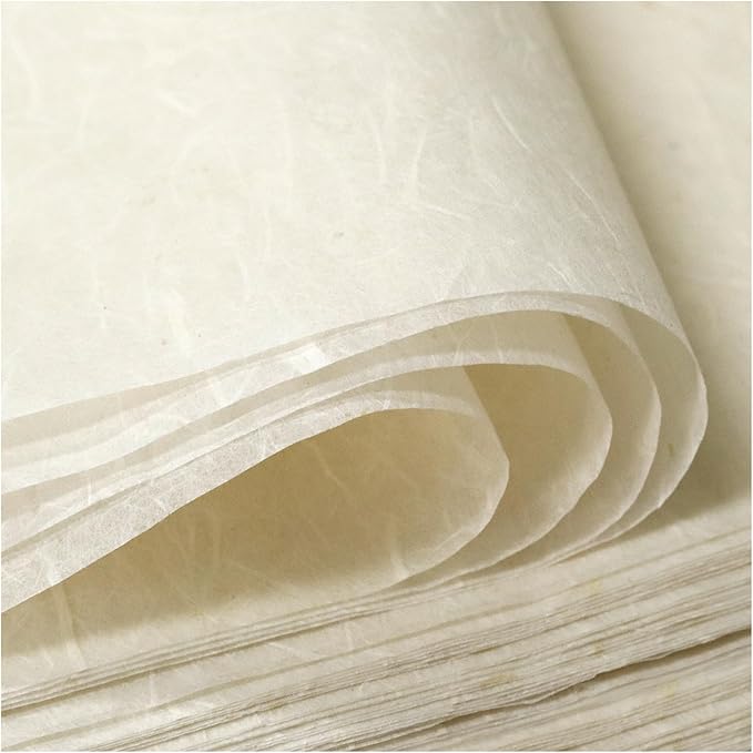 100 Sheets FIVEIZERO A4 Mulberry Paper Sheets Natural Fiber Rice Paper,8.3 x 11.7in Natural Decoupage Tissue Papers for Writing Painting, Decorative Papers, Card MakingPapers DIY Craft-DeskLoop Office