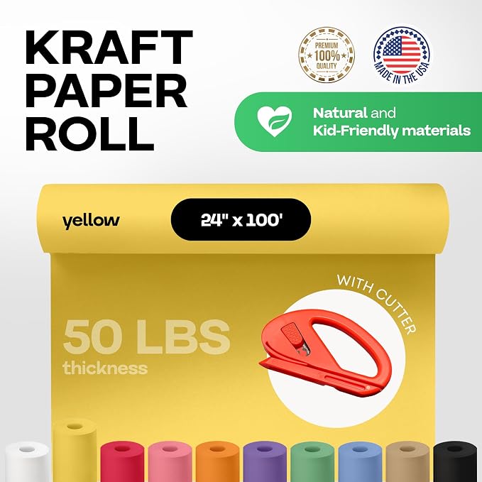 Yellow Kraft Paper Roll 24" x 1200" - Image 2