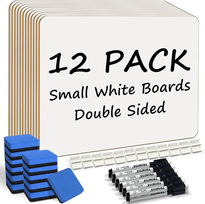 12 Pack Portable White Board 9"x12", Small Whiteboard by Unknown